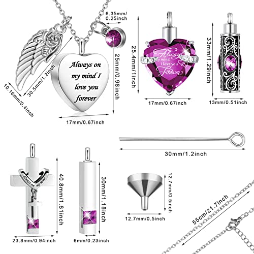 Fumete 5 Pcs Urn Necklaces for Ashes Cremation Jewelry - color: Purple