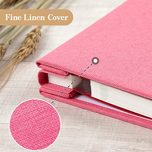 potricher Self Adhesive Photo Album 40 Pages, Linen cover, Pink | Photo Album Self Adhesive 4x6 5x7 8x10 Pictures, Linen Cover DIY Scrapbook Albums for Family, Wedding, Baby, Anniversary - color: Pink, size: 11x10.6 Inches 40 Pages