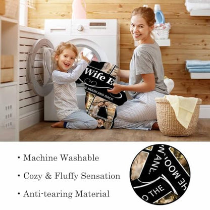 Newcos Customized Picture and Text Blankets Personalized 9 Photos Best Wife Ever Throw Blankets for Adult Father Mother Custom Gift Blanket for Birthday Christmas Valentines Meaningful Day - color: Pattern 11