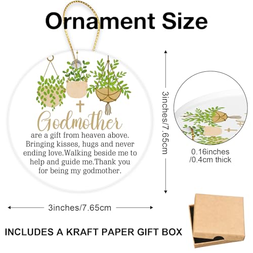 Godmothers Gifts for Women Round Ceramic Ornament Baptism Gift Godmonter Ornament 2026 Godmothers Gifts from Godchild Goddaughter God Mothers Gift Ideas - color: Godmother