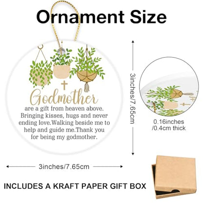 Godmothers Gifts for Women Round Ceramic Ornament Baptism Gift Godmonter Ornament 2026 Godmothers Gifts from Godchild Goddaughter God Mothers Gift Ideas - color: Godmother