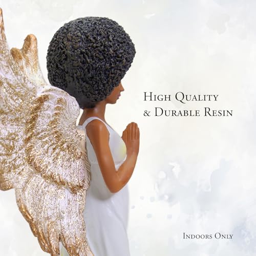 African American Expressions Golden Angel Figurine – Black Angel Home Décor Resin Statue, Thoughtful Spiritual Collectible – Christian Gift for Mom - style: Golden Angel