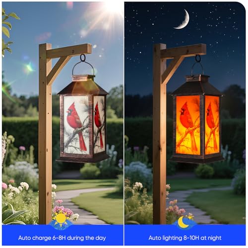 Homemory Solar Hanging Lanterns Outdoor Waterproof Cardinal LED Lights - style: Cardinal