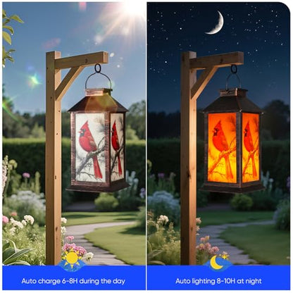 Homemory Solar Hanging Lanterns Outdoor Waterproof Cardinal LED Lights - style: Cardinal