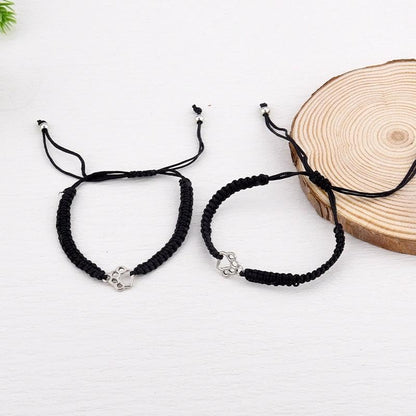 Pet Memorial Gifts for Loss of Dog Cat Paw Print Bracelets for Women Men Pet Sympathy Gift Remembrance Bereavement Gifts Idea - color: Black & Black