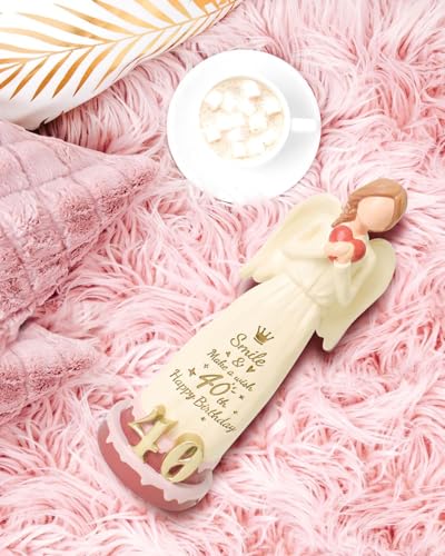 40th Birthday Gifts for Women, Happy 40th Birthday Decorations | Ideas Gifts for 40 Year Old Woman Mom Wife Friend Sister, Sculpted Hand-Painted Angel Figurine for Home Decor - style: 40th Birthday