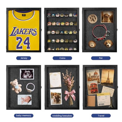 AW BRIDAL Black Large Shadow Box with Shelves 13x17in, Medal Display Case - color: Black, size: 13x17 in