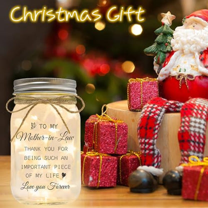 Mother in Law Birthday Gifts, Mason Jar Night Lights | Mothers Day Christmas Day Gifts for Mother in Law, Mother of The Groom Gifts - color: Mother-in-Law
