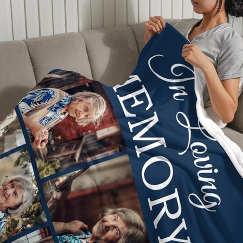 Custom Memorial Blanket with Picture Personalized Sympathy Remembrance Condolences Bereavement Gifts Sympathy Gifts for Loss of Loved One Mother Dad Grandma Grandpa Sister Daughter Friend - color: Design19