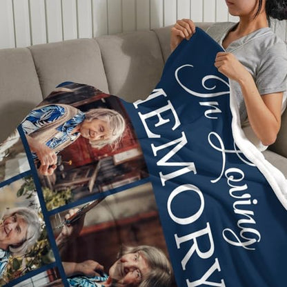 Custom Memorial Blanket with Picture Personalized Sympathy Remembrance Condolences Bereavement Gifts Sympathy Gifts for Loss of Loved One Mother Dad Grandma Grandpa Sister Daughter Friend - color: Design19