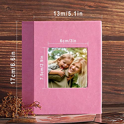 Ywlake Photo Album 4x6 50 Pockets 2 Packs, Small Mini Capacity Leather Photo Albums, Each Pack Holds 50 Top Loader Vertical Only Pictures Pink - color: Pink, size: 50 Photos/2PK