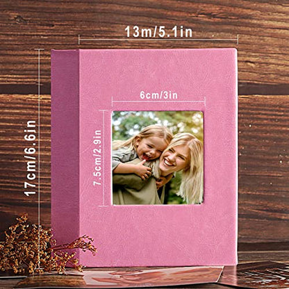 Ywlake Photo Album 4x6 50 Pockets 2 Packs, Small Mini Capacity Leather Photo Albums, Each Pack Holds 50 Top Loader Vertical Only Pictures Pink - color: Pink, size: 50 Photos/2PK