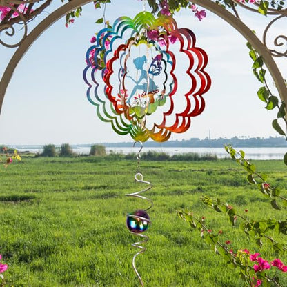 Fairy Wind Spinner Hanging Wind Sculptures & Spinners for Outside - color: Mandala Flower Fairy
