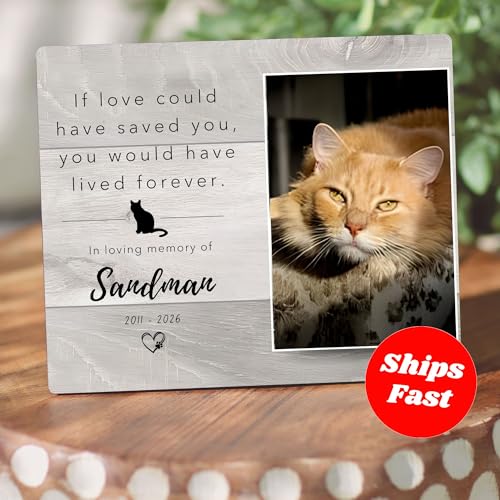 Personalized Cat Memorial Gift – Pet Photo Frame, Custom Cat Loss Keepsake, Cat Remembrance Plaque, Pet Sympathy Gift for Cat Lovers (A) - style: A