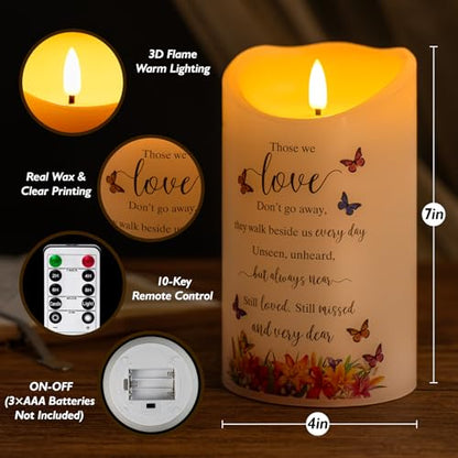 Flameless Memorial Candle, Real Wax LED Light with Remote Sympathy Bereavement Gifts for Loss of Loved One Sympathy Candles for Loss of Mother Father Mom Dad Son Remembrance Gifts (4" x 7") - color: Those We Love