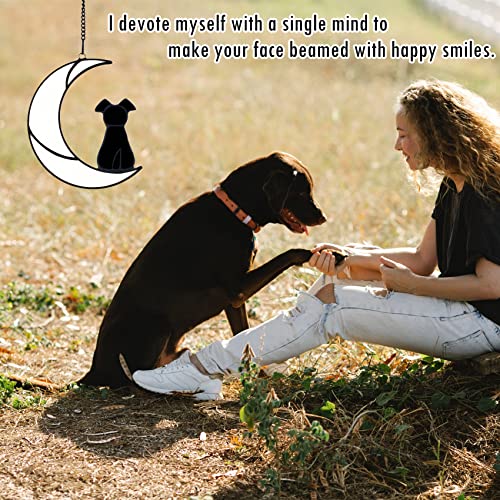 Stained Glass Rainbow Bridge Black Dog Memorial Gifts for Loss of Dog Sympathy Remembrance Suncatcher, Angel Wings Pet Loss Bereavement Gifts in Memory of Pet Passing Away Window Hanging. - color: Black