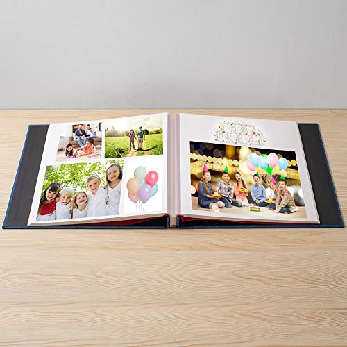 Large Photo Album Self Adhesive for 4x6 5x7 8x10 Pictures Magnetic Scrapbook Album 20 Sheets / 40 Pages Linen Cover DIY Photo Album with A Metallic Pen and and Plastic Board(Blue) - color: Blue, size: 11"x10.8" 40 Pages