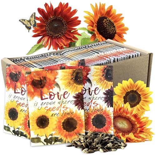 Seed Needs Sunflower Seed Packet Gift Favors for Weddings & Bridal Showers - size: 100 Packs, style: FAV-006