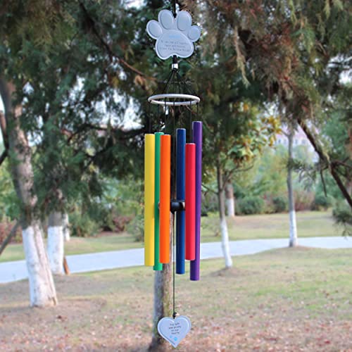 Pet Memorial Wind Chimes Rainbow Bridge,36 Inch Rainbow Bridge Pet Remembrance Wind Chimes for Loss of Dog Cat,Pet Memorial Windchime Gifts for Loss of Pets with Rainbow Bridge Card