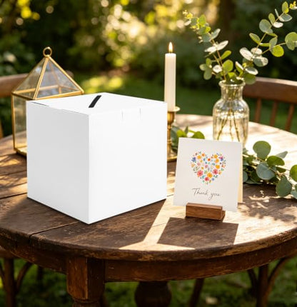 SietDESEO White Card Box with Slot Money Gift Card Box Holder for Party Wedding Reception Birthday Graduation Bridal Shower Baby Shower Diaper Raffle Box - color: WHITE CARD BOX, size: 7.8 X 7.8 X 7.8 INCH