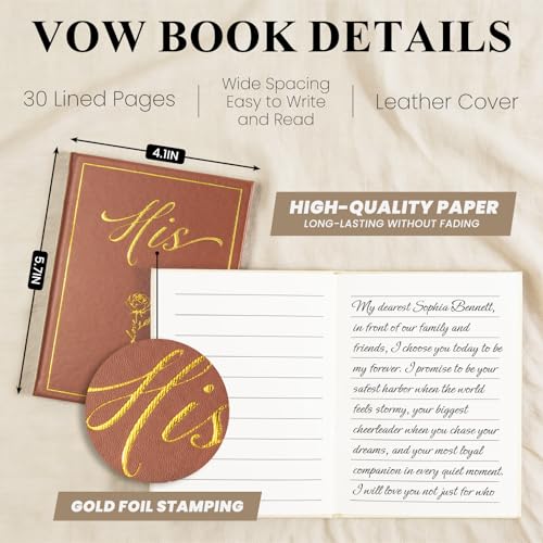 Wedding Vow Books His and Hers with Guest Book & Table Sign Set - color: Beige & Brown