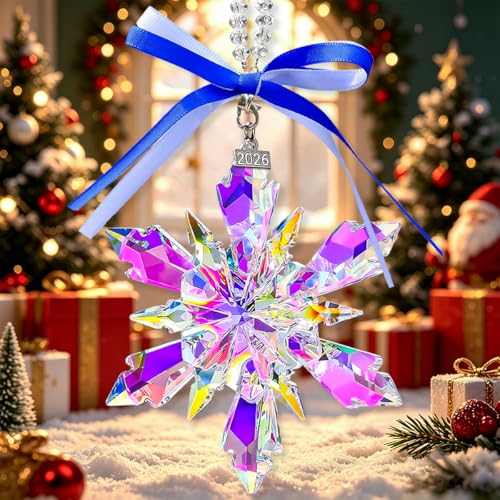 Christmas Ornaments 2026, Crystal Glass Snowflake Ornaments, Sparkly Pretty - color: Colorful Crystal
