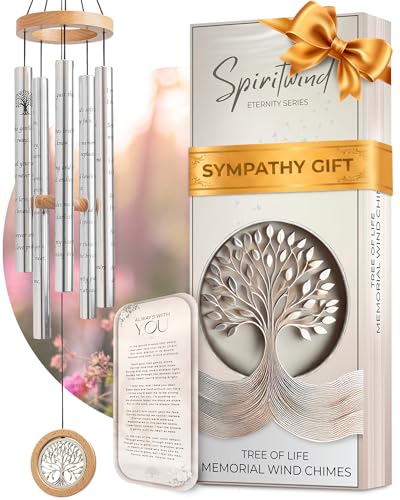 Tree of Life Memorial Wind Chimes for Loss of Loved One (32")
