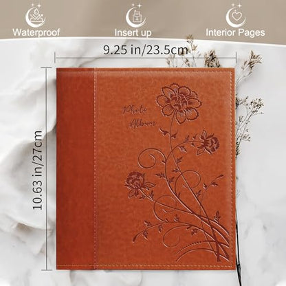 Photo Album 8x10 2 Packs Clear Pages Pockets Leathe Cover Slip Slide in Photo Album Each Holds 50 Vertical 8x10 Photos Picture Book for Wedding Family (Brown) - color: Brown, size: 50 Pockets/2PK