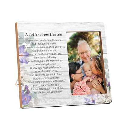 Memorial Picture Frame - In Loving Memory Wood Photo Frame, Sympathy & Bereavement Gifts for Loss of Mom, Dad & Grandparents - Funeral Remembrance Gift - A Letter From Heaven Frame - style: Memorial 04
