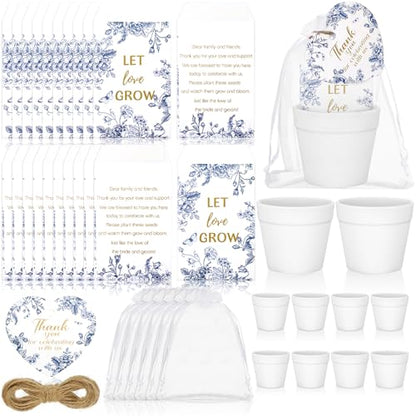 Ctosree 50 Sets Something Blue Bridal Shower Favors Let Love Grow Seed Packets Wedding Party Supplies Include Seed Packets Flowerpot Cards and Organza Bags Something Blue Bridal Shower Party Supplies - color: Something Blue Theme