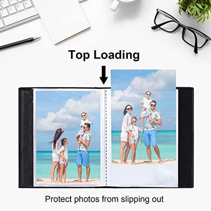 Vienrose Small Photo Album 4x6 Holds 52 Photos, 2 Pack Mini Leather Photo Album with Cover Window, Acid-Free Baby Picture Album for Wedding, Family, Travel & Gift Keepsake, Black - color: Black, size: 26 Pockets