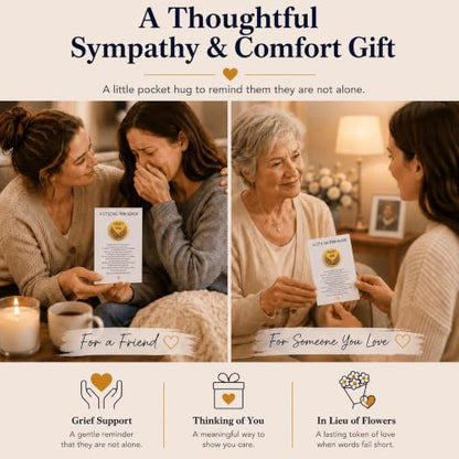 Aesnefe Pocket Hug from Heaven, Memorial Gifts for Loss of Mom Dad Son Daughter Husband Wife Grandpa Grandma Brother Sister, Sympathy Condolence Gifts, Bereavement Remembrance Gift - color: Gold