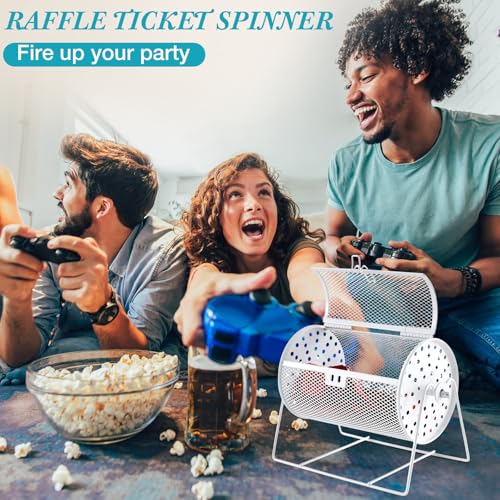 Teenyyou Raffle Drum Holds 600 Tickets, Metal Ticket Wheel Spinner with Stand, Raffle Tickets Cage for Games Events, Parties, School Drawings(Integrated Rotary,White,7.09" X 4.72", Small) - color: White, size: 7.09" X 4.72", Small, style: Integrated Rotar