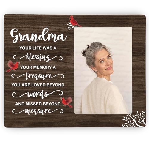 Grandma Memorial Wooden Picture Frame, In Loving Memory Remembrance Photo Frame Gifts for Grandma, Bereavement Sympathy Wooden Frame for Loss of Grandma, 4x6 inch Photo - style: Grandma Remembrance Memorial