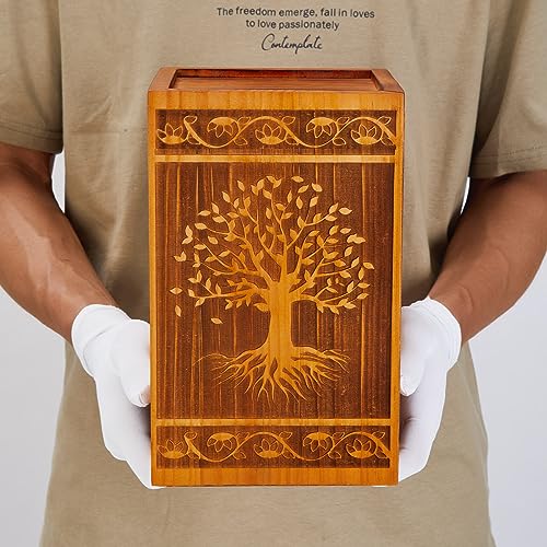 Large Wooden Cremation Urns for Human Ashes Adult Male Female - size: Large
