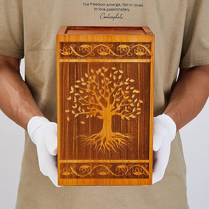 Large Wooden Cremation Urns for Human Ashes Adult Male Female - size: Large