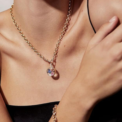 Women Locket Necklace Titanium steel Round 18K Gold Photo Lockets that Hold Picture Living Floating Memory Glass Locket Necklace for Family, Friends, Lovers - color: Gold heart