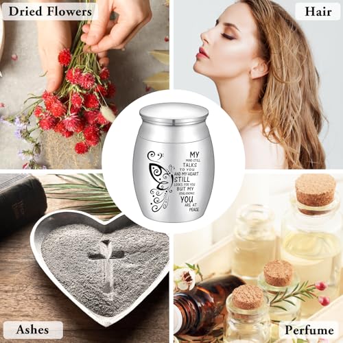 SOITIS Customized Small Urns for Human Ashes Keepsake, Stainless Steel Mini Urn for Human Ashes with Amethyst Crystal Tree-Decoration Butterfly Cremation Keepsake Sharing Memorial Urns - size: Text-Custom