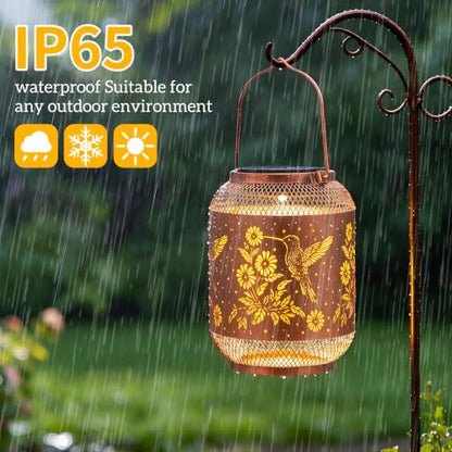 Hummingbird Solar Lantern Outdoor Hanging Solar Garden Light Gift for Women - color: 02-Hummingbird