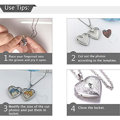 Locket Necklace Holds Pictures Alphabet Initial Letter Love Heart Lockets Photo Memory Locket Necklaces Birthday Gifts - color: Silver, style: S