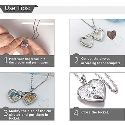 Locket Necklace Holds Pictures Alphabet Initial Letter Love Heart Lockets Photo Memory Locket Necklaces Birthday Gifts - color: Silver, style: S