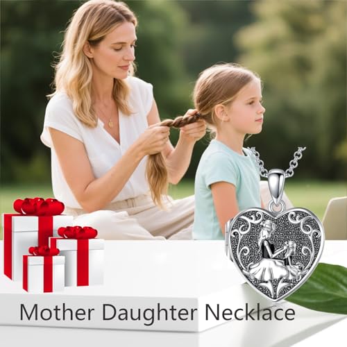 Personalized Heart Locket Necklace That Holds Pictures 925 Sterling Silver Custom Photo Lockets Necklaces Jewelry Gifts for Family Women Lover - color: Mother and daughter A, style: Locket Only