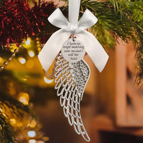Angel Wing Christmas Memorial Ornament Keepsake for Tree, Window & Table Decoration in Loving Memory of Loved One Sympathy Gifts for Loss Aunt - color: Aunt