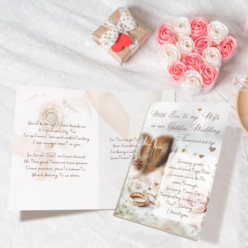 Romantic Golden Anniversary Card for Wife, 50th Wedding Anniversary Card for Wife from Husband, Many Years We've Shared Together - color: Golden Anniversary