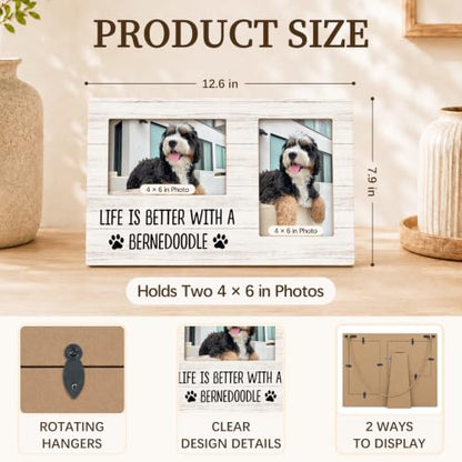 Bernedoodle Gifts Double Picture Frame 4x6, Dog Two Photo Frame - color: color-11