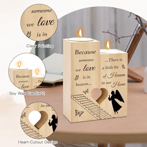 Memorial Candle Sympathy Gifts for Loss of Loved One Mother Father Celebration of Life Decorations Condolences Bereavement Funeral Comfort Gifts for Grieving Friends Women Heart Shaped Candle Holders