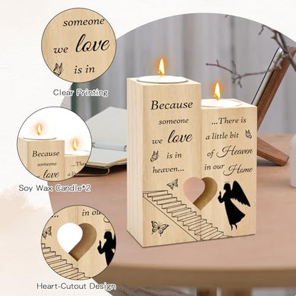 Memorial Candle Sympathy Gifts for Loss of Loved One Mother Father Celebration of Life Decorations Condolences Bereavement Funeral Comfort Gifts for Grieving Friends Women Heart Shaped Candle Holders