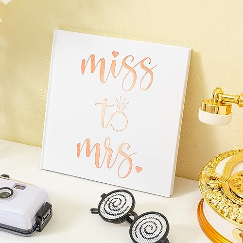 Calculs Polaroid 'Miss to mrs' Picture Book Bridal Shower Guest Book Blank Pages for Instant Film Rose Gold Bachelorette Party Sign in Book 8.5” Square White Cover Rose Gold Foil Stamping - style: Modern