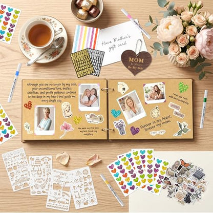 CY2SIDE Mom Memorial Gifts Photo Album – 110PCS In Loving Memory of Mom Wooden Scrapbook Kit Sympathy Gift for Loss of Mother, Bereavement Keepsake Grief Journal for Mother’s Day & Grieving Family - style: Memorial Mom