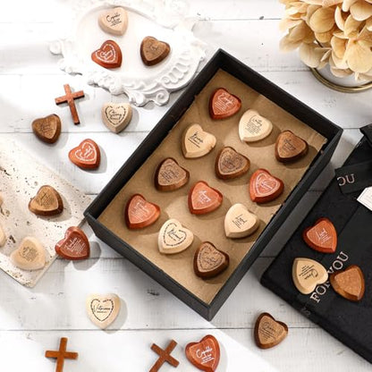 Christian Gifts Bulk Wooden Hearts, Natural‌,Brown,Dark Brown, 72 Pcs - color: Natural‌,brown,dark Brown